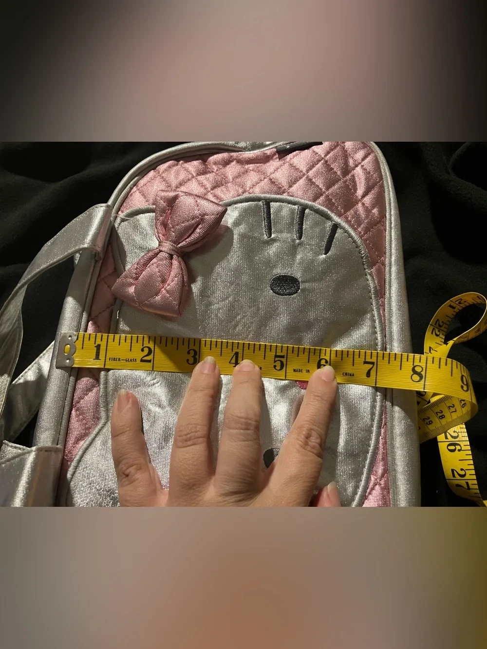 Vintage Hello Kitty Pink Quilted Mini Duffle Bag Metallic Silver Y2K 2005